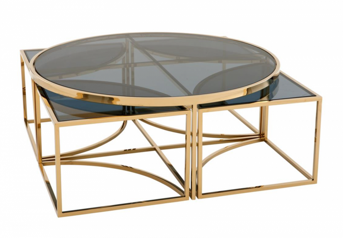 Art Deco Luxus Couchtisch Gold Finish - Wohnzimmer Salon Tisch - Luxus Qualität