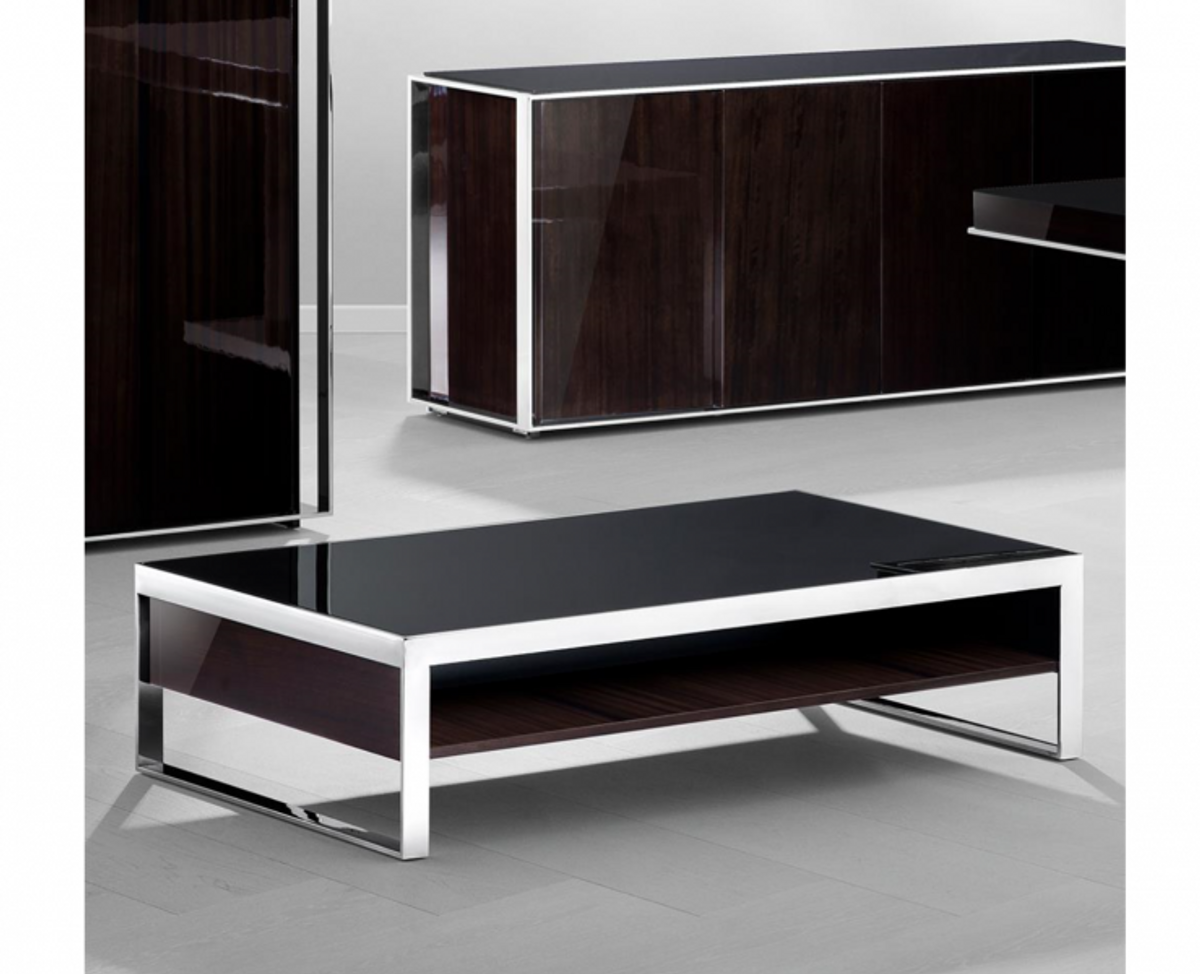 Art Deco Luxus Couchtisch Ebenholz 140 x 80 x H. 35 cm - Wohnzimmer Salon Tisch - Luxus Möbel