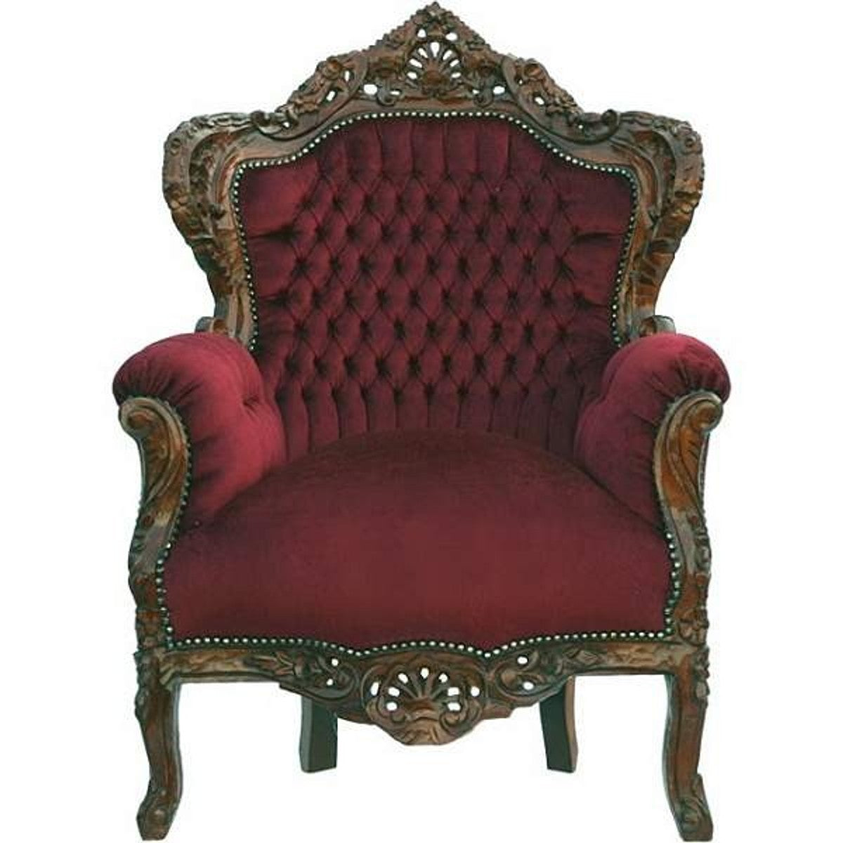 Barock Sessel King Bordeaux/Braun