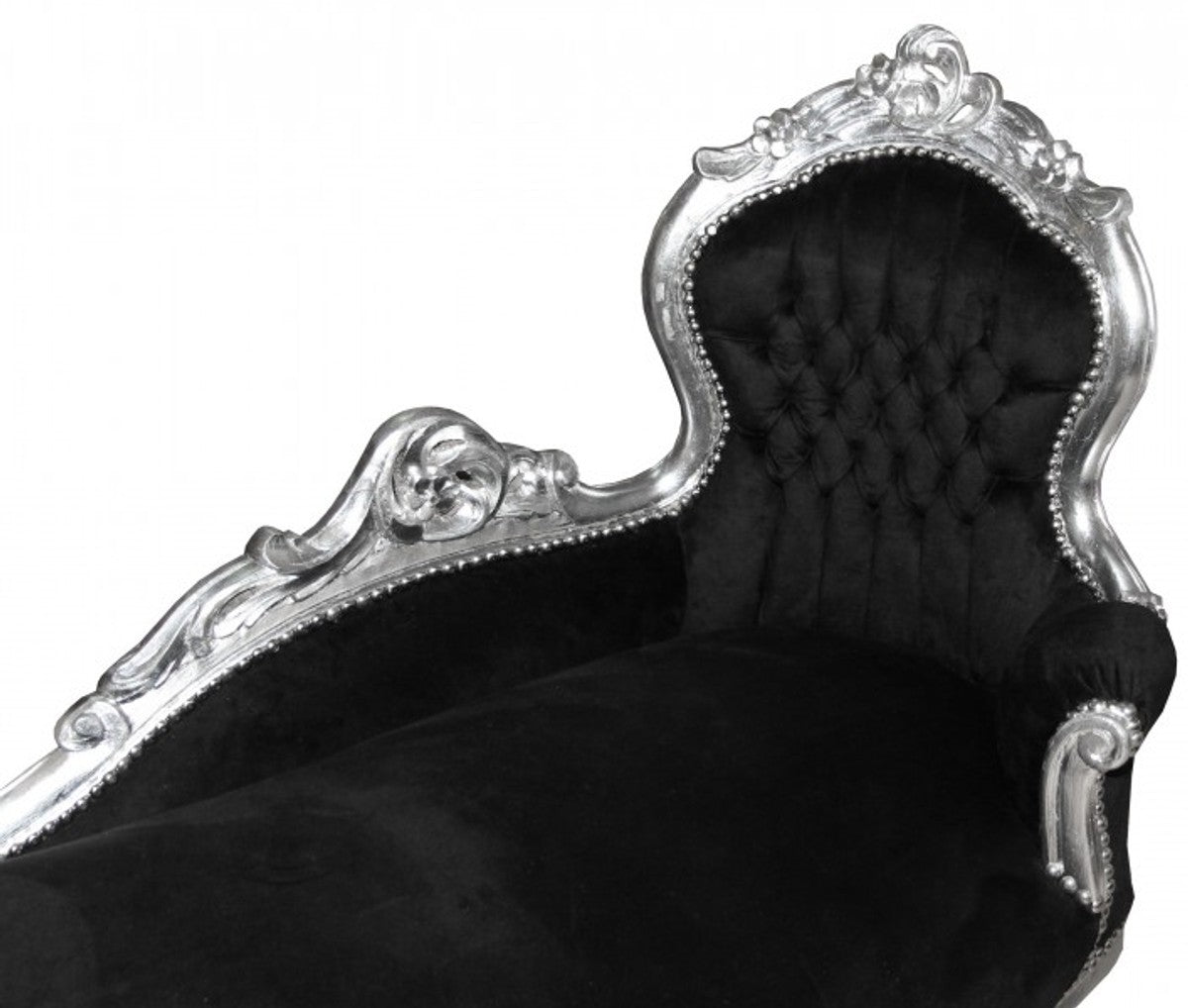 Barock Chaiselongue King Schwarz/Silber- Antik Möbel
