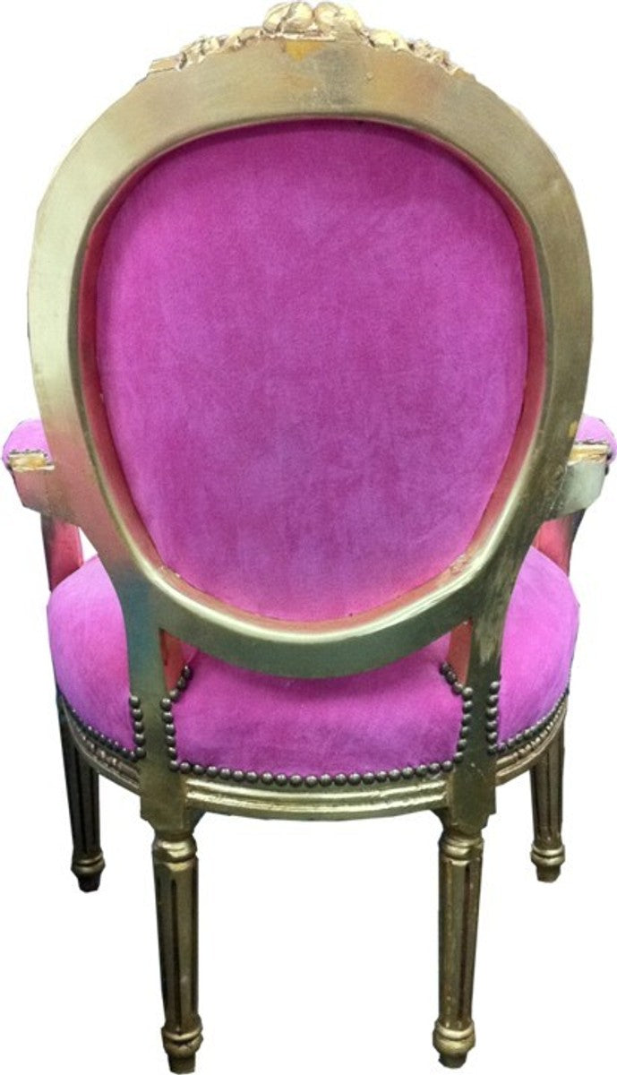Barock Salon Stuhl Rosa / Gold Mod2
