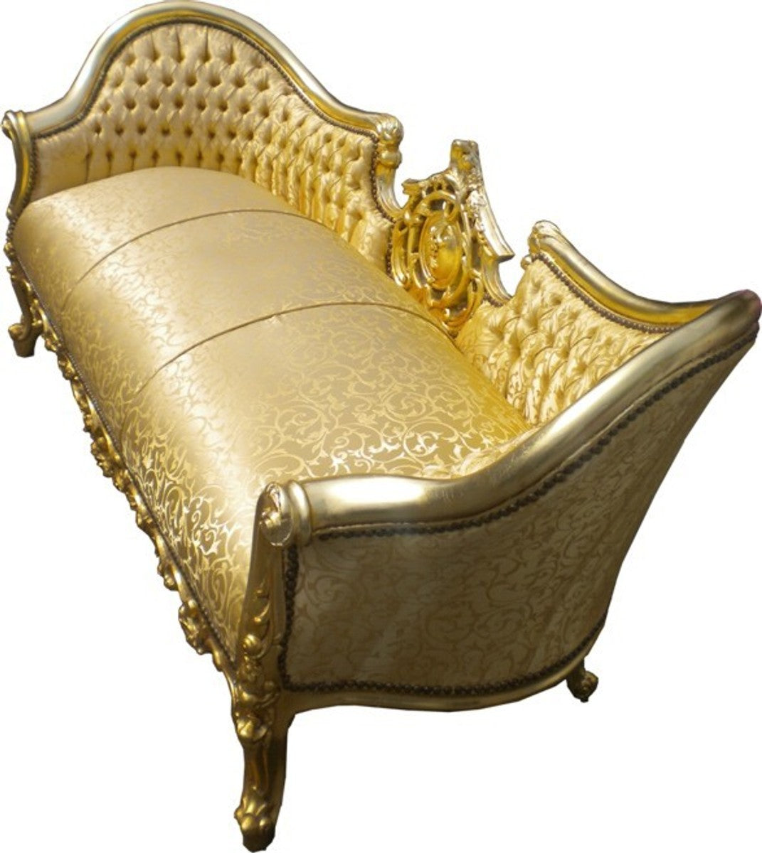 Barock Sofa Garnitur Vampire Gold Muster Satin - Limited Edition - UNIKAT