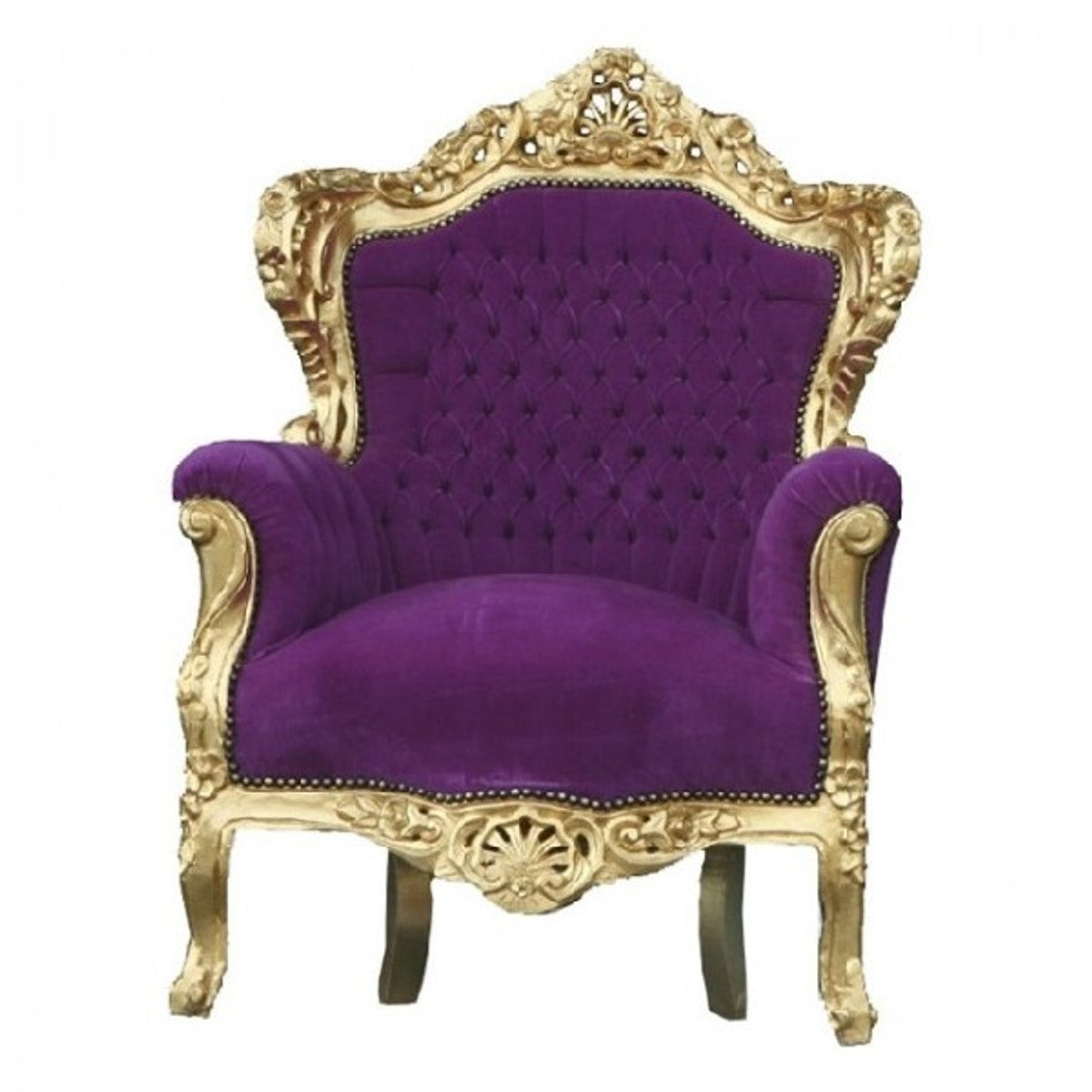 Barock Sessel King Lila/Gold