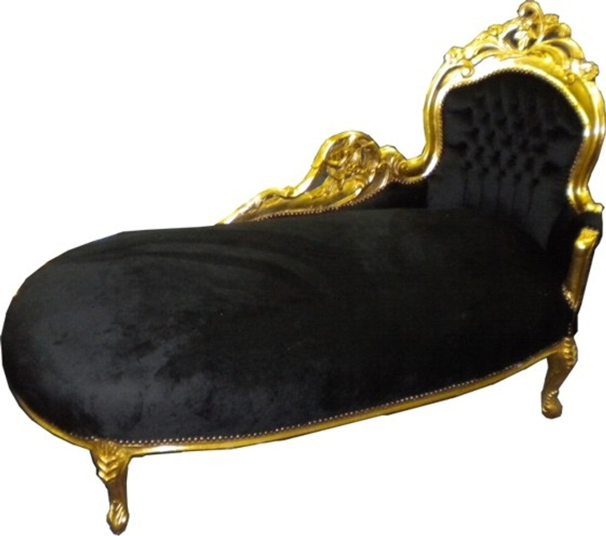 Barock Chaiselongue King Schwarz/Gold - Recamiere Wohnzimmer Liege Möbel