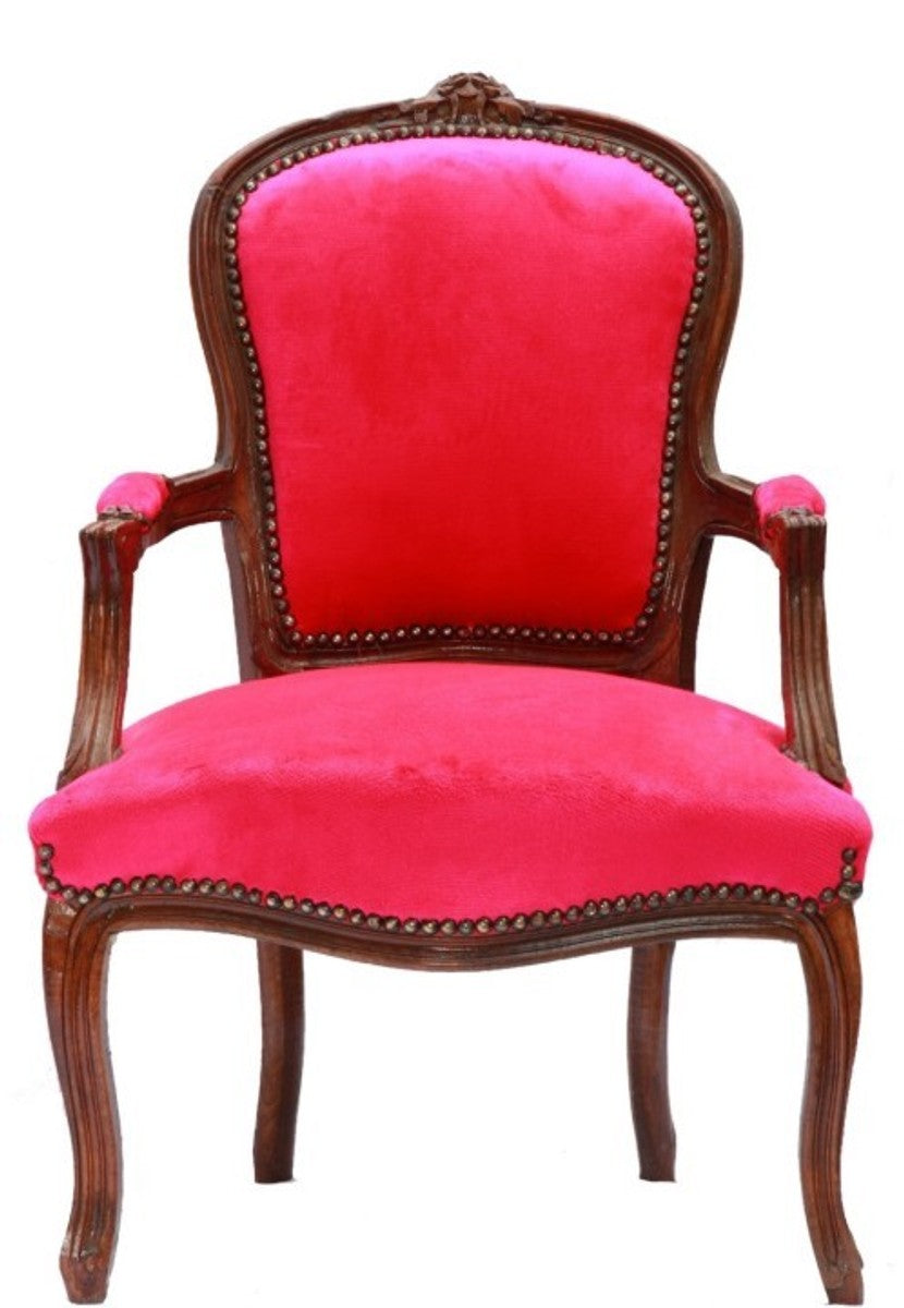 Barock Salon Stuhl Pink / Braun