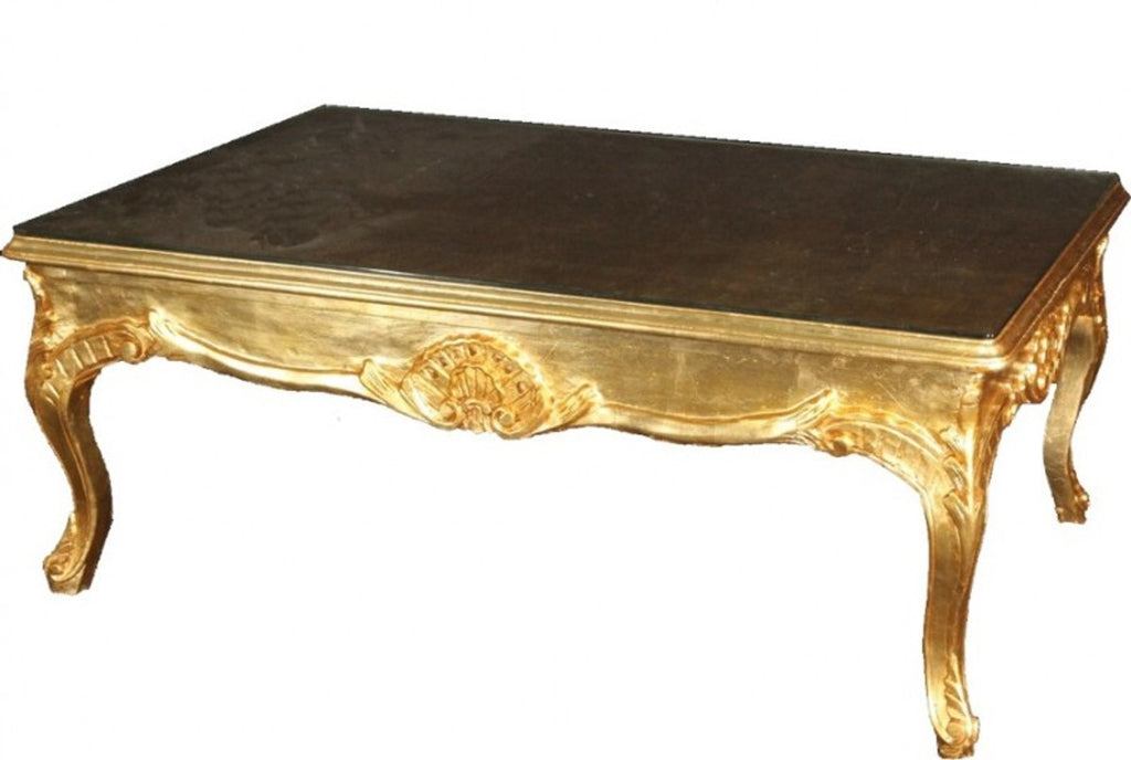 Barock Couchtisch Gold 120 x 80 cm - Wohnzimmer Salon Tisch Möbel