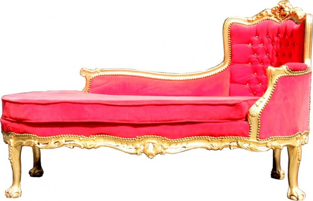 Barock Chaiselongue Palace Rot/Gold Bling Bling