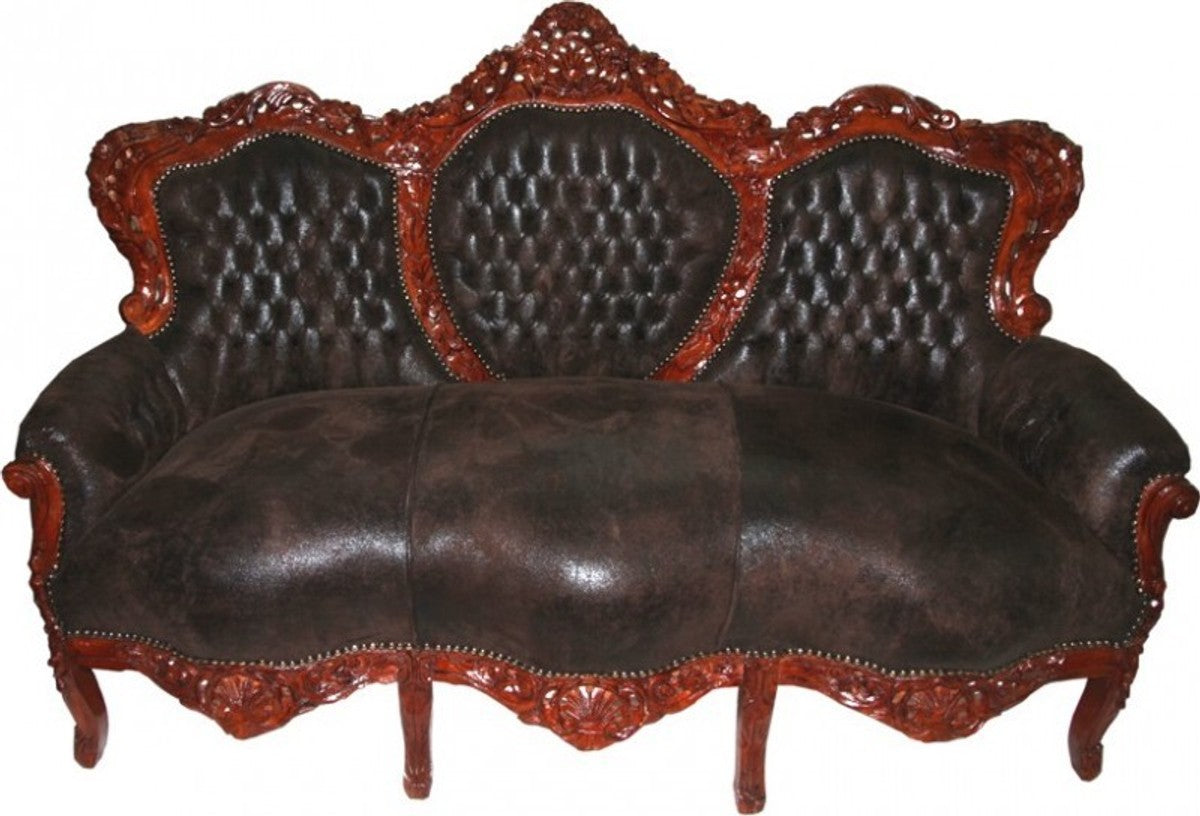 Barock Sofa Garnitur King Braun / Braun - Barock Möbel