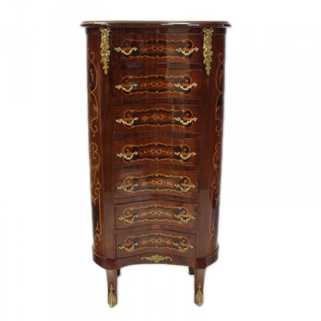 Barock Kommode mit 7 Schubladen Model - Mahagoni