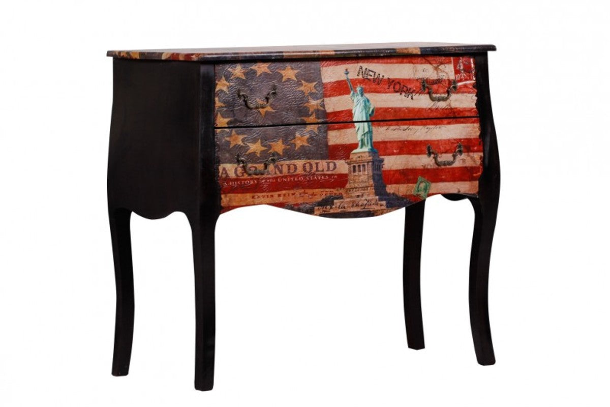 Barock Kommode mit bedruckter Leder-Optik B90 T38 H77 - Handgefertigtes Unikat