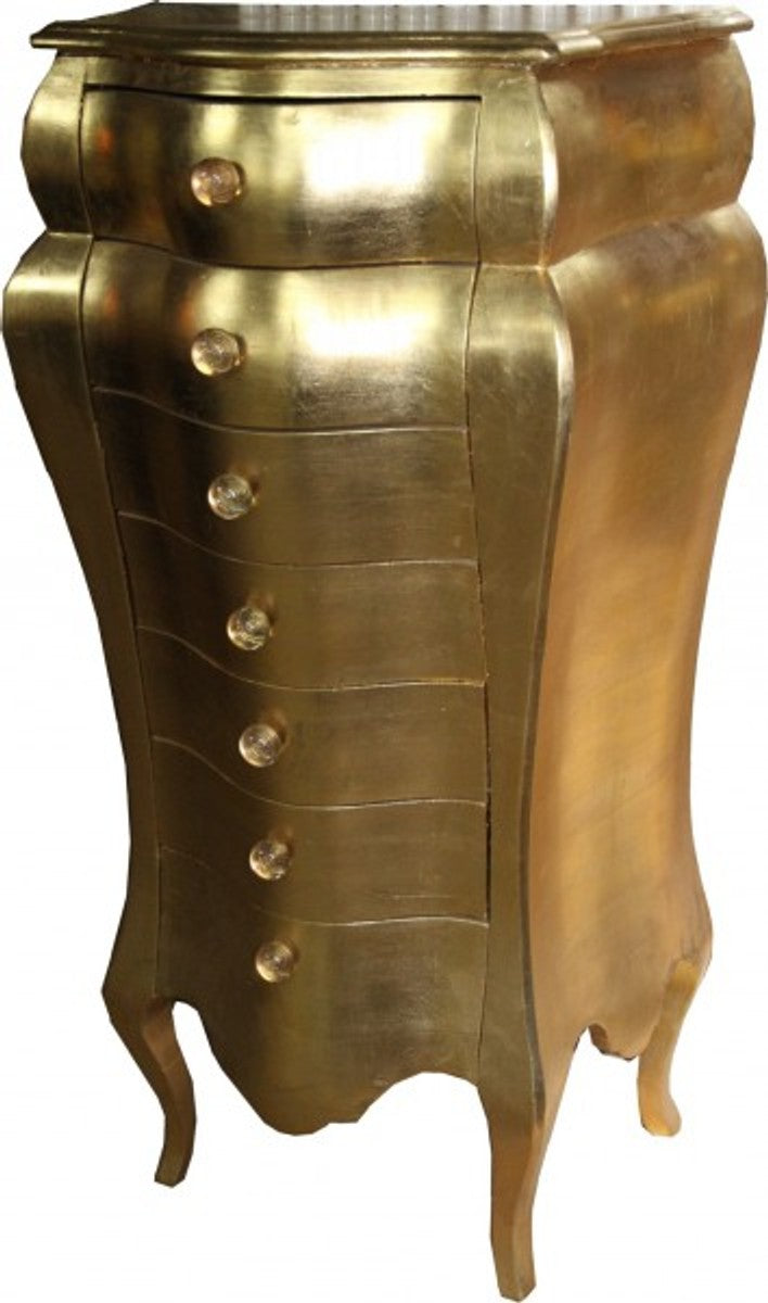 Barock Kommode Gold 130.5 x 68 x 49 cm - Handgefertigt aus Massivholz