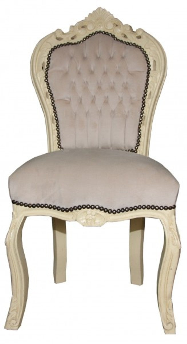 Barock Esszimmer Stuhl Creme / Creme Antik Look - Möbel Antik Stil