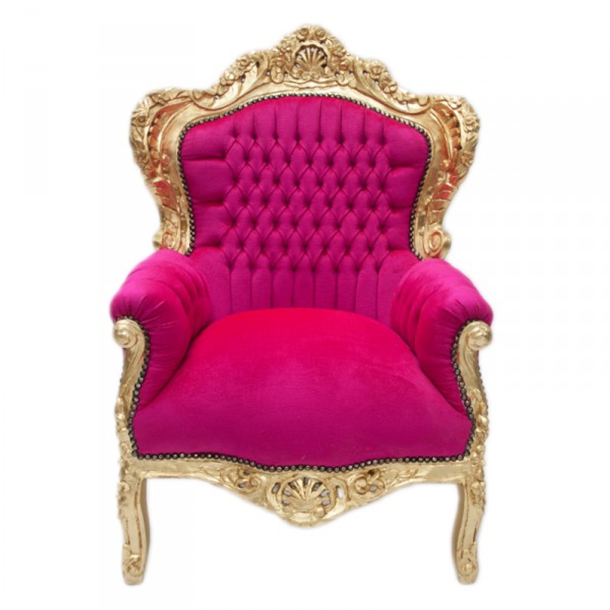 Barock Sessel King Pink / Gold Möbel Antik Stil