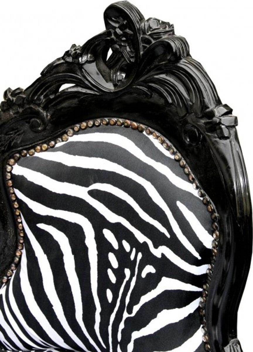 Barock Chaiselongue Zebra / Schwarz - Möbel Lounge Liege Recamiere