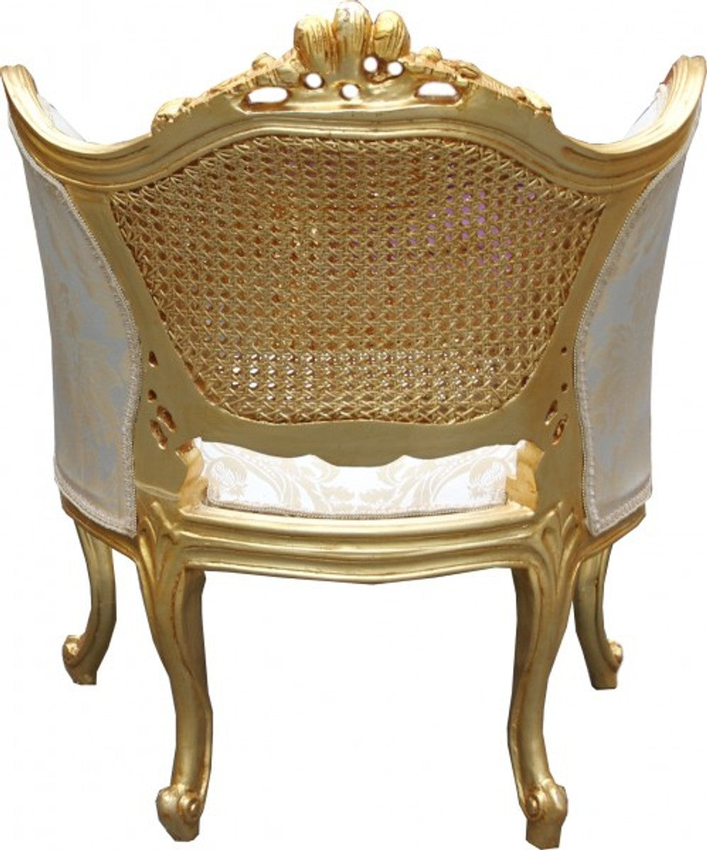 Barock Salon Sitzbank + 2 Sessel Creme/ Gold - Cocktailset- Salon Set