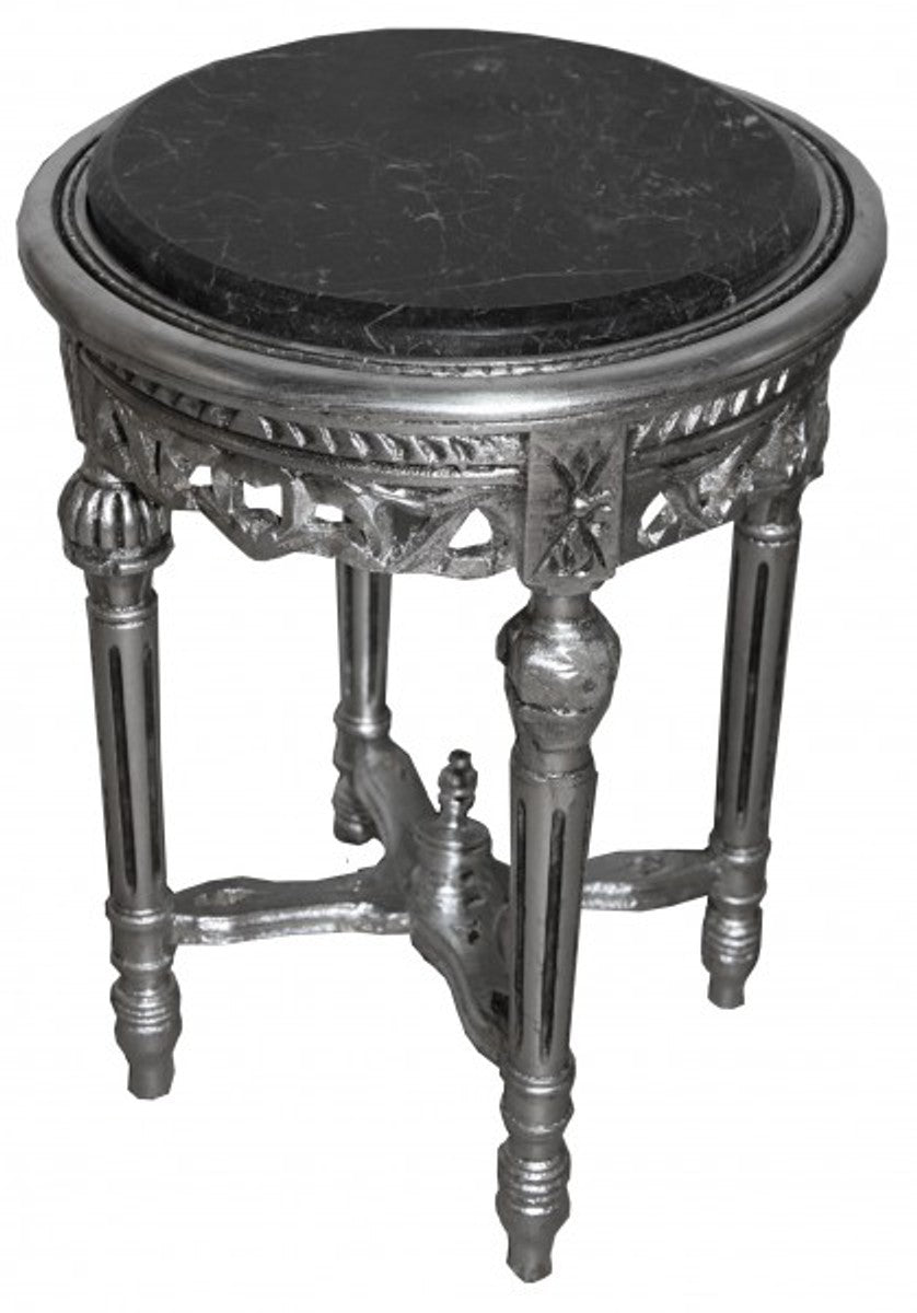 Barock Beistelltisch Rund Silber ModY15 53 x 38 cm Antik Stil