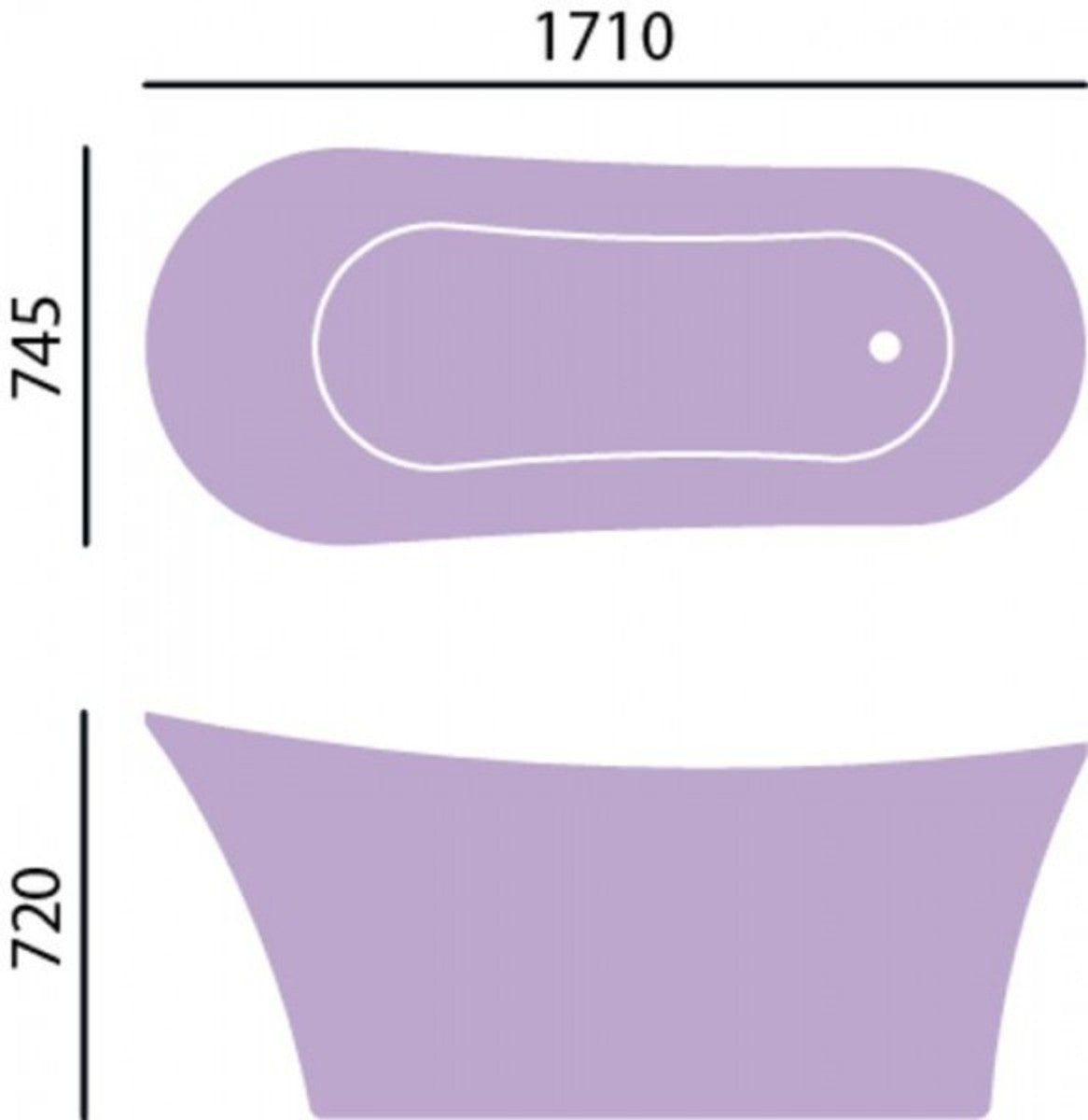 Art Deco Badewanne freistehend Gold Modell He-Hol 1710mm - Freistehende Retro Antik Jugendstil Badewanne