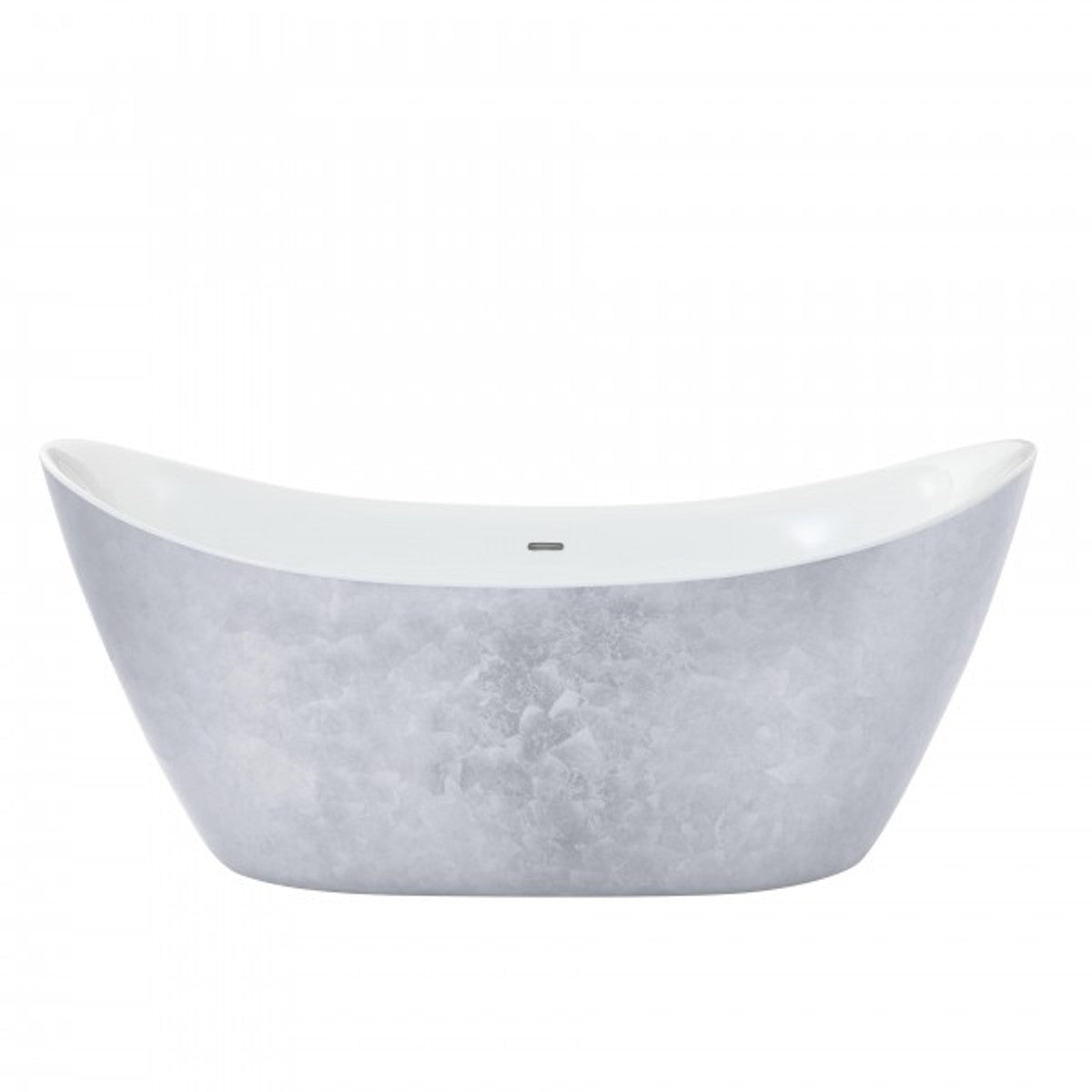 Art Deco Badewanne freistehend Edelstahleffekt Modell He-Hyl 1730mm - Freistehende Retro Antik Jugendstil Badewanne