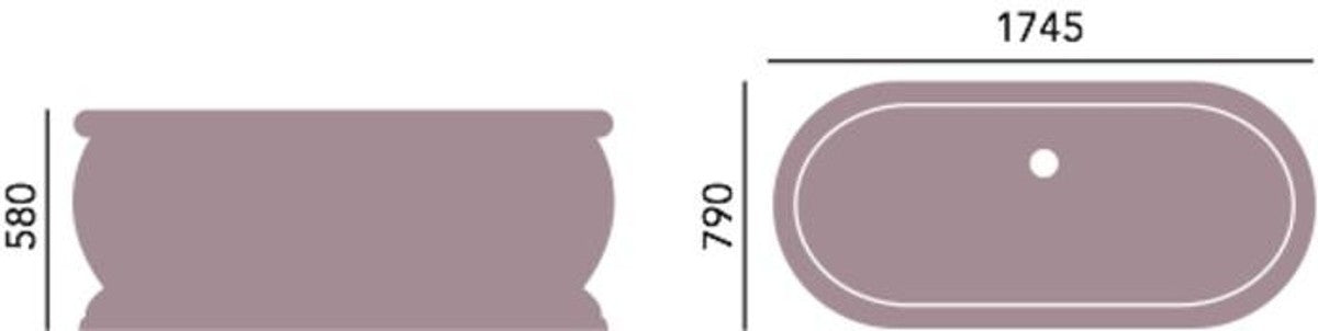 Art Deco Badewanne freistehend Weiß Modell He-Der 1735mm - Freistehende Retro Antik Badewanne Barock