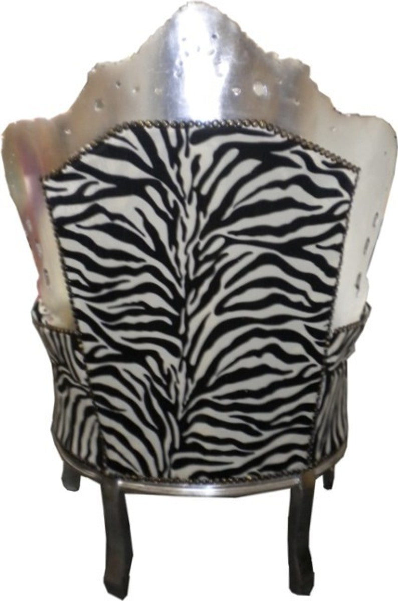 Barock Sessel King Zebra/Silber