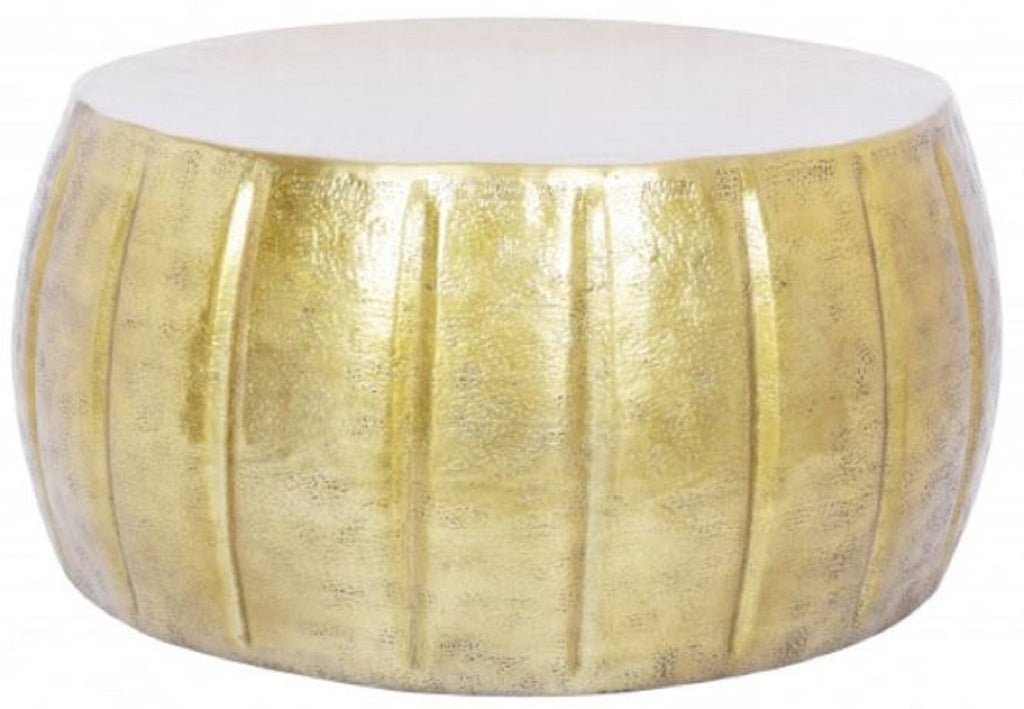 Aluminium Couchtisch Gold Ø 65 x H. 31 cm - Runder Wohnzimmertisch im orientalischen Stil - Wohnzimmer Möbel