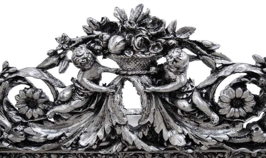 Antik Stil Wandspiegel Silber 142 x H. 100 cm - Barock Wohnzimmer Möbel
