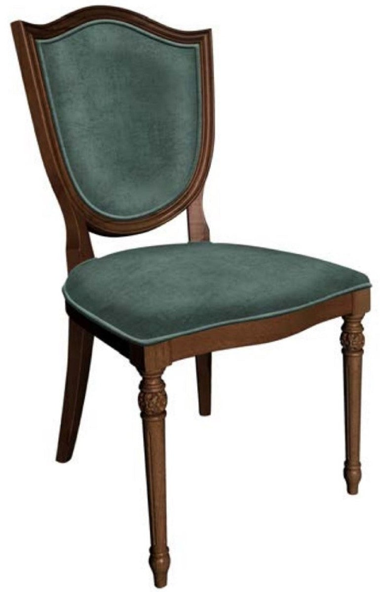 Art Deco Esszimmerstuhl Set Grün / Braun - 6 Handgefertigte Art Deco Küchen Stühle - Art Deco Esszimmer Möbel