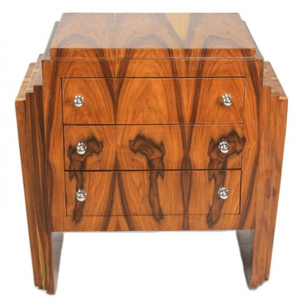 Art Deco Kommode Mahagoni - Handgefertigt aus Massivholz - Nachtschrank Nachttisch Kommode