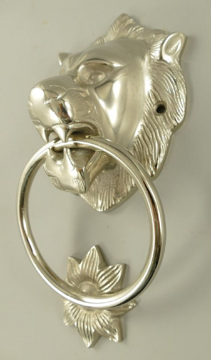 Barock Aluminium Türklopfer Löwe Silber H. 28 cm - Barock Deko Accessoires