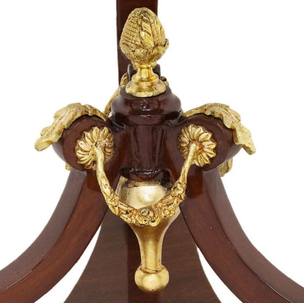 Barock Beistelltisch Braun / Gold / Rot Ø 55 x H. 78 cm - Runder Massivholz Tisch im Barockstil - Barock Wohnzimmer Möbel