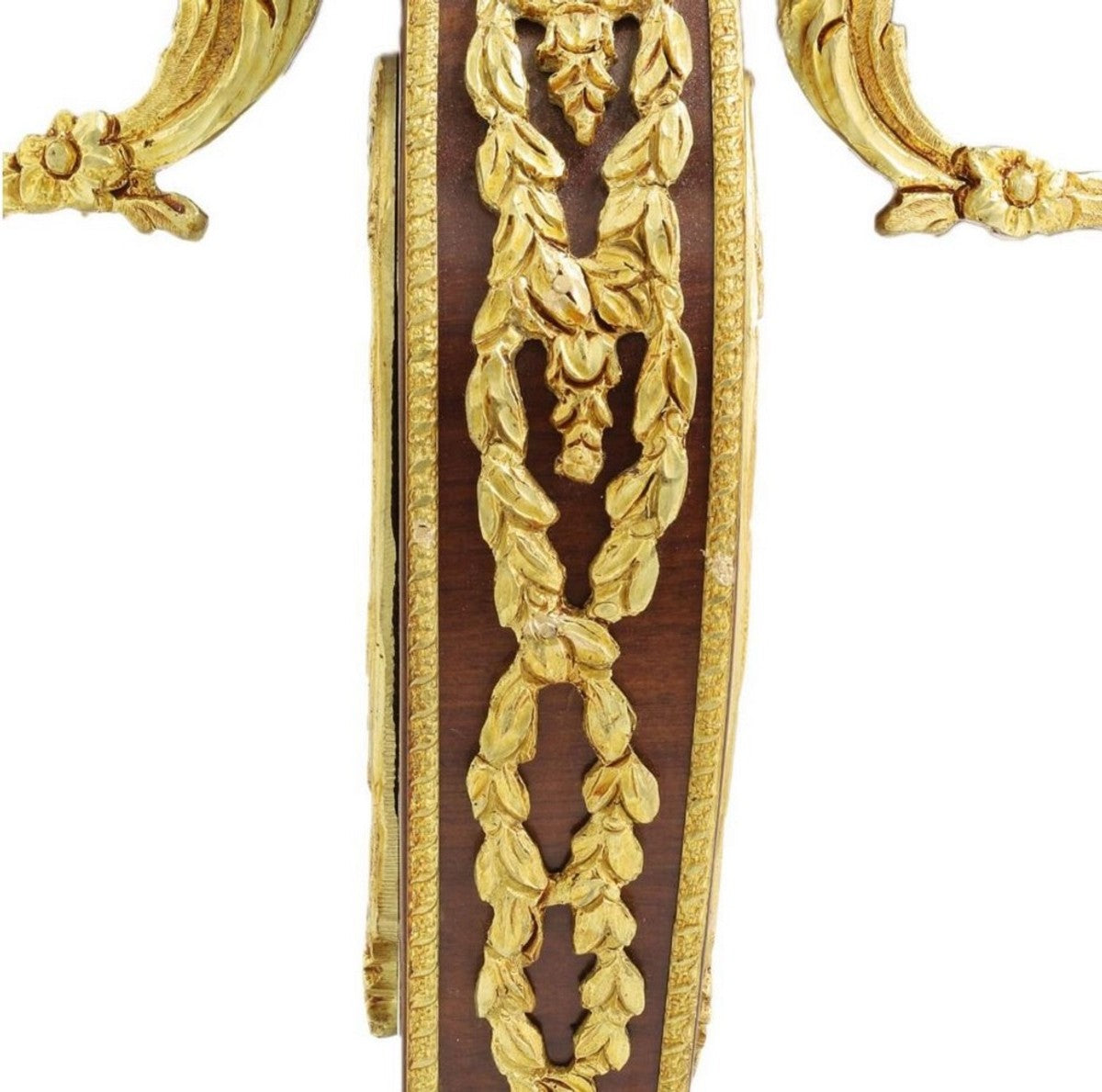 Barock Beistelltisch Braun / Gold / Rot Ø 55 x H. 78 cm - Runder Massivholz Tisch im Barockstil - Barock Wohnzimmer Möbel