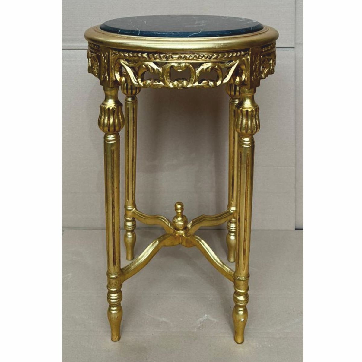 Barock Beistelltisch Gold / Schwarz Ø 45 x H. 72 cm - Barock Möbel