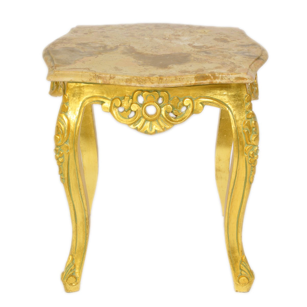 Barock Beistelltisch Gold mit cremefarbener Marmorplatte 55 x 55 cm x H 55 cm