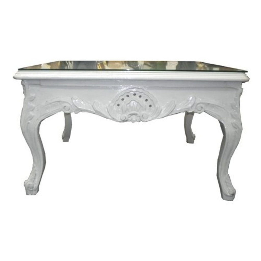 Barock Couchtisch Weiß 80 x 80 cm - Beistelltisch - Wohnzimmer Salon Tisch