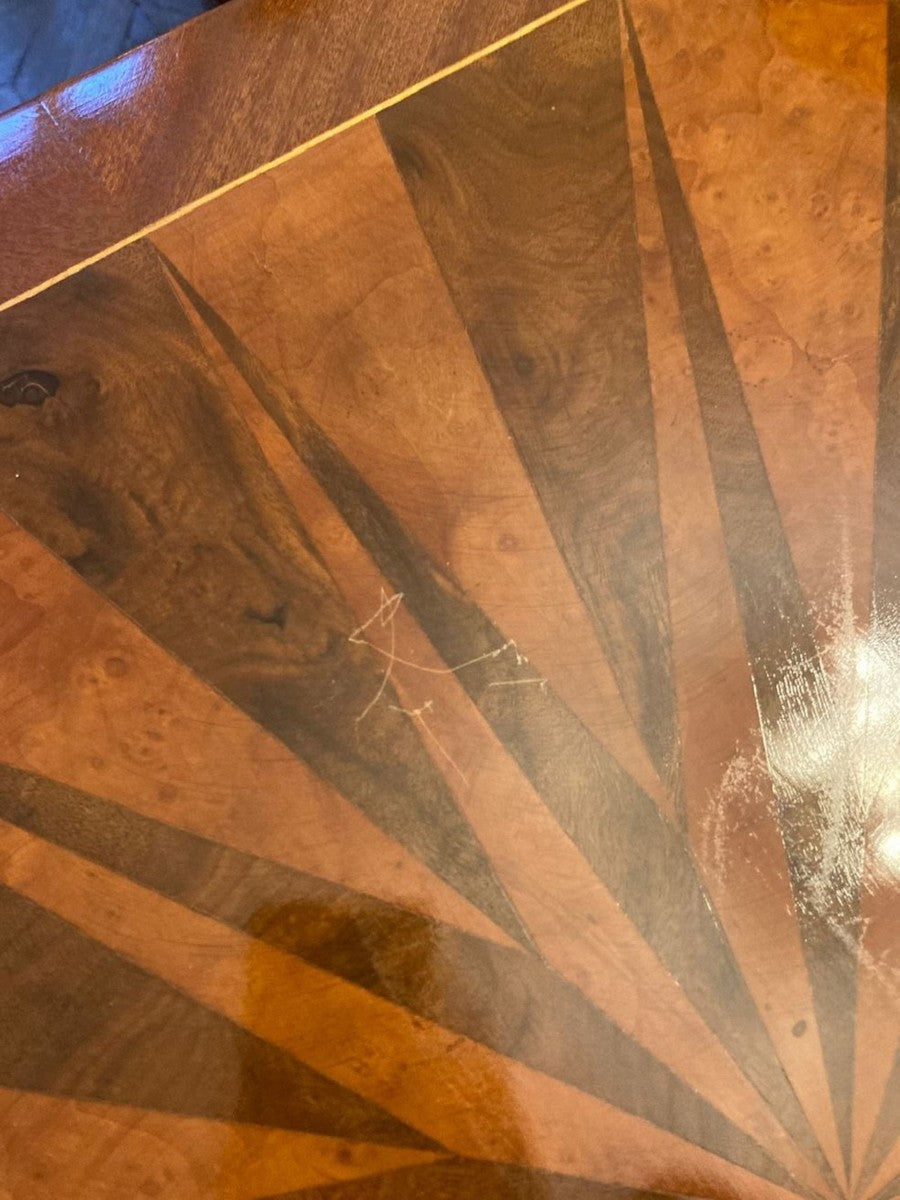 Barock Beistelltisch mit Schach & Backgammon Spielfläche Dunkelbraun / Braun / Messing 60 x 60 x H. 71 cm - Barock Möbel - Antik Stil Möbel - Edel & Prunkvoll