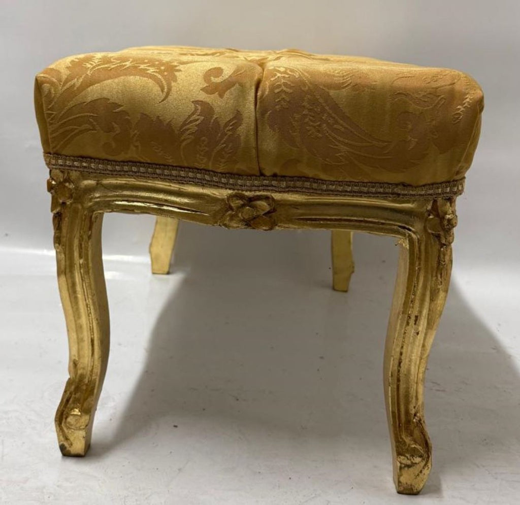 Barock Fußhocker mit Glitzersteinen Gold / Antik Gold H. 37 cm