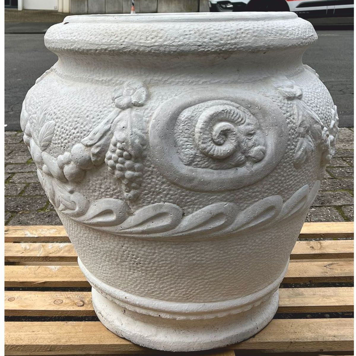 Barock Garten Deko Blumentopf Grau H. 66 cm