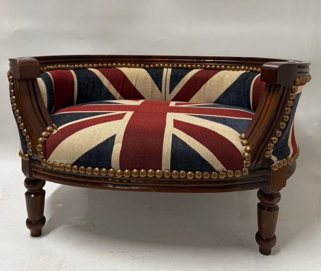 Barock Hunde & Katzenbett Union Jack / Dunkelbraun - Barock Tiermöbel