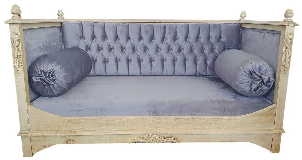 Barock Hundebett Grau / Creme - Prunkvolles Antik Stil Hundebett - Handgefertigte Hunde Möbel im Barockstil - Barock Tiermöbel - Antik Stil Tiermöbel