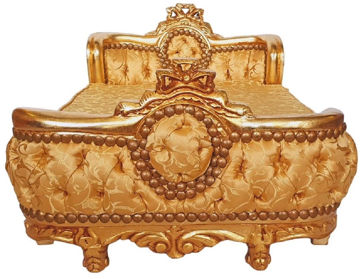 Barock Hundebett Gold Muster / Gold - Handgefertigtes Antik Stil Hundebett - Prunkvolle Hunde Möbel im Barockstil - Antik Stil Tiermöbel - Barock Tiermöbel