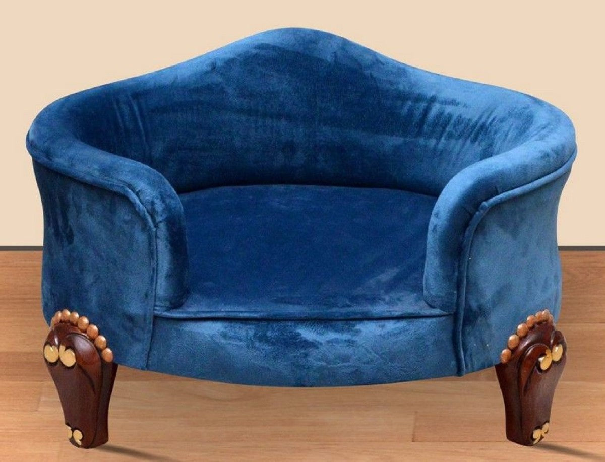 Barock Hundebett Royal Blau / Braun / Gold - Barock Hundemöbel - Barock Tiermöbel - Prunkvolle Tiermöbel im Barockstil