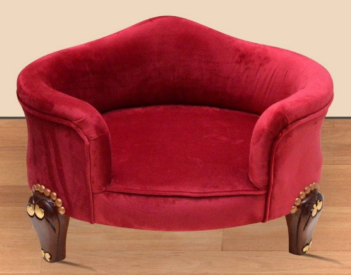 Barock Hundebett Royal Boardeauxrot / Braun / Gold - Barock Hundemöbel - Barock Tiermöbel - Prunkvolle Tiermöbel im Barockstil