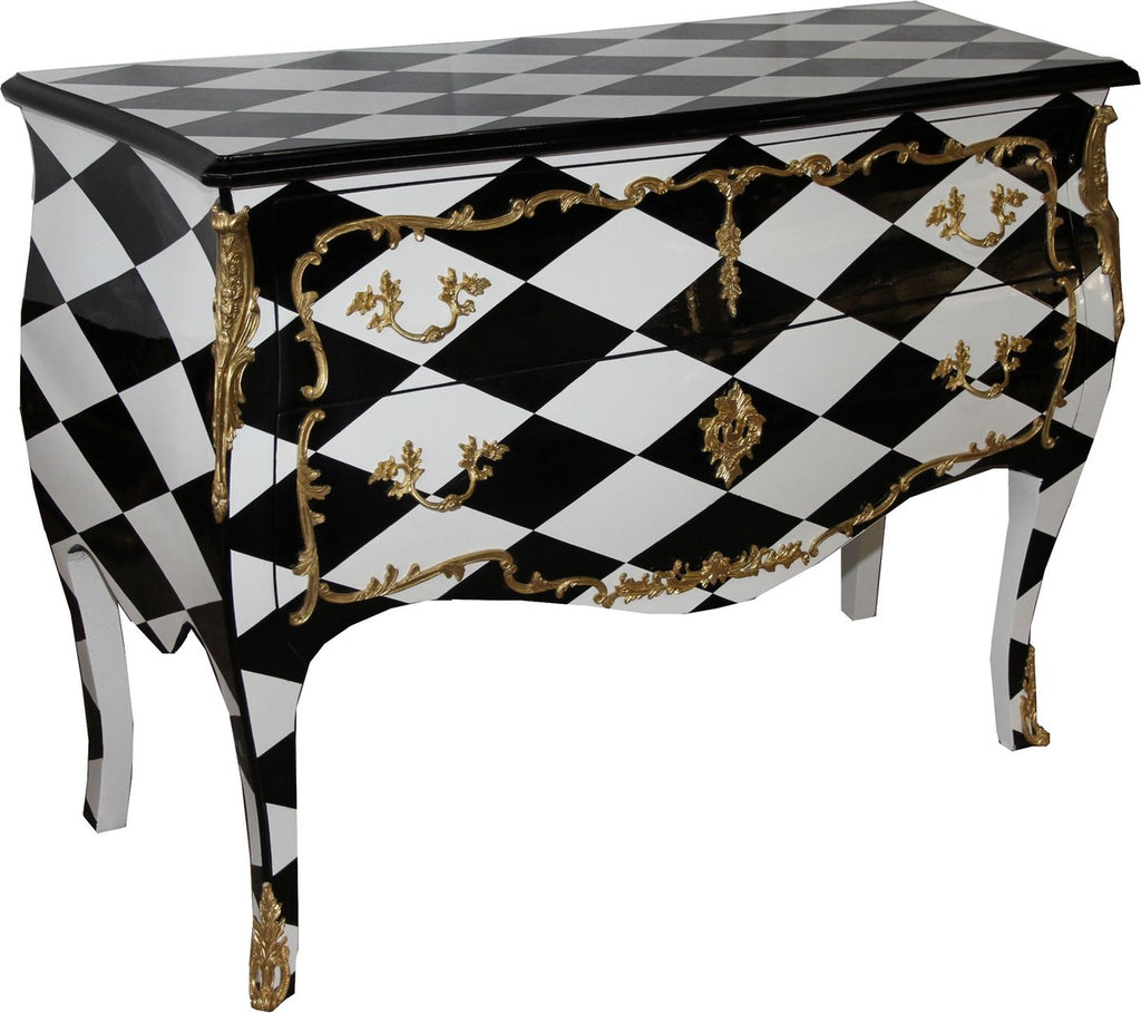 Barock Kommode Karo Design 124 cm Antik Look