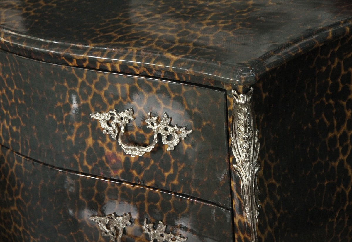 Barock Kommode Leopard Grau 105 cm - Schrank Möbel