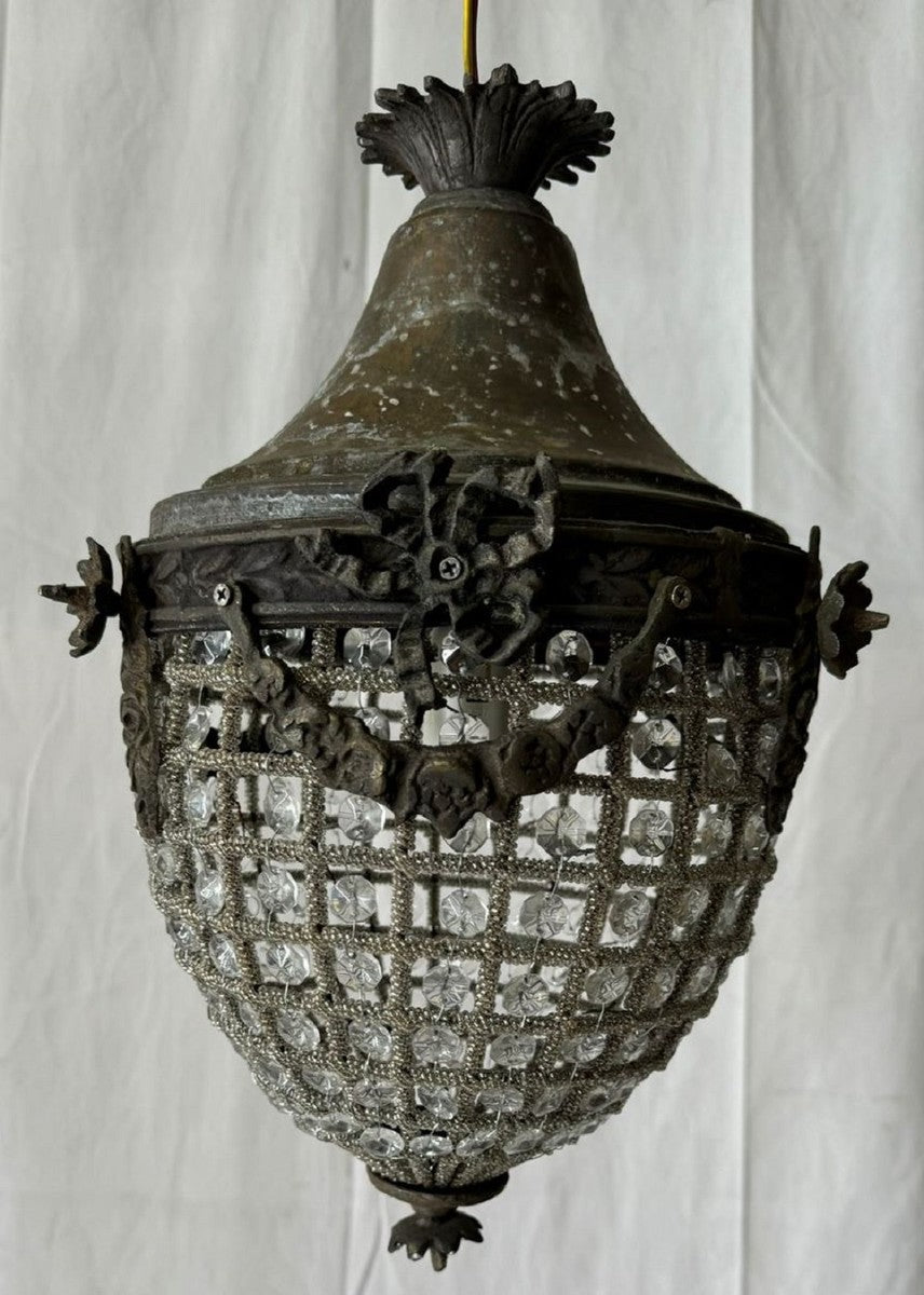 Barock Kristall Hängeleuchte Oxidiert H. 35 cm - Barock Leuchten