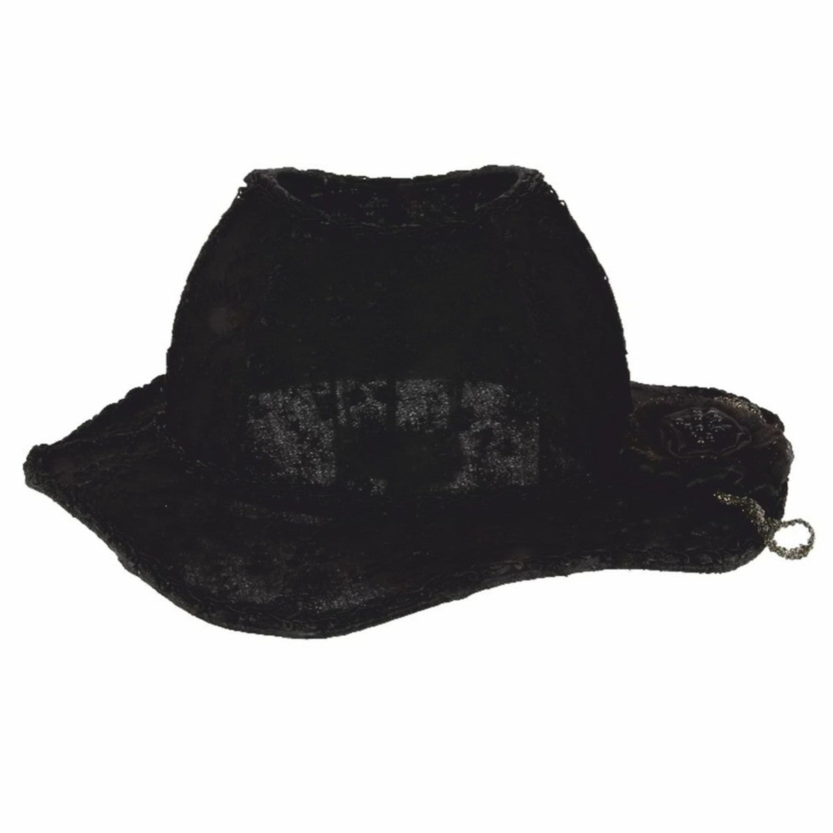 Barock Lampenschirm in Damenhut Form Schwarz 38 cm - Barock Deko