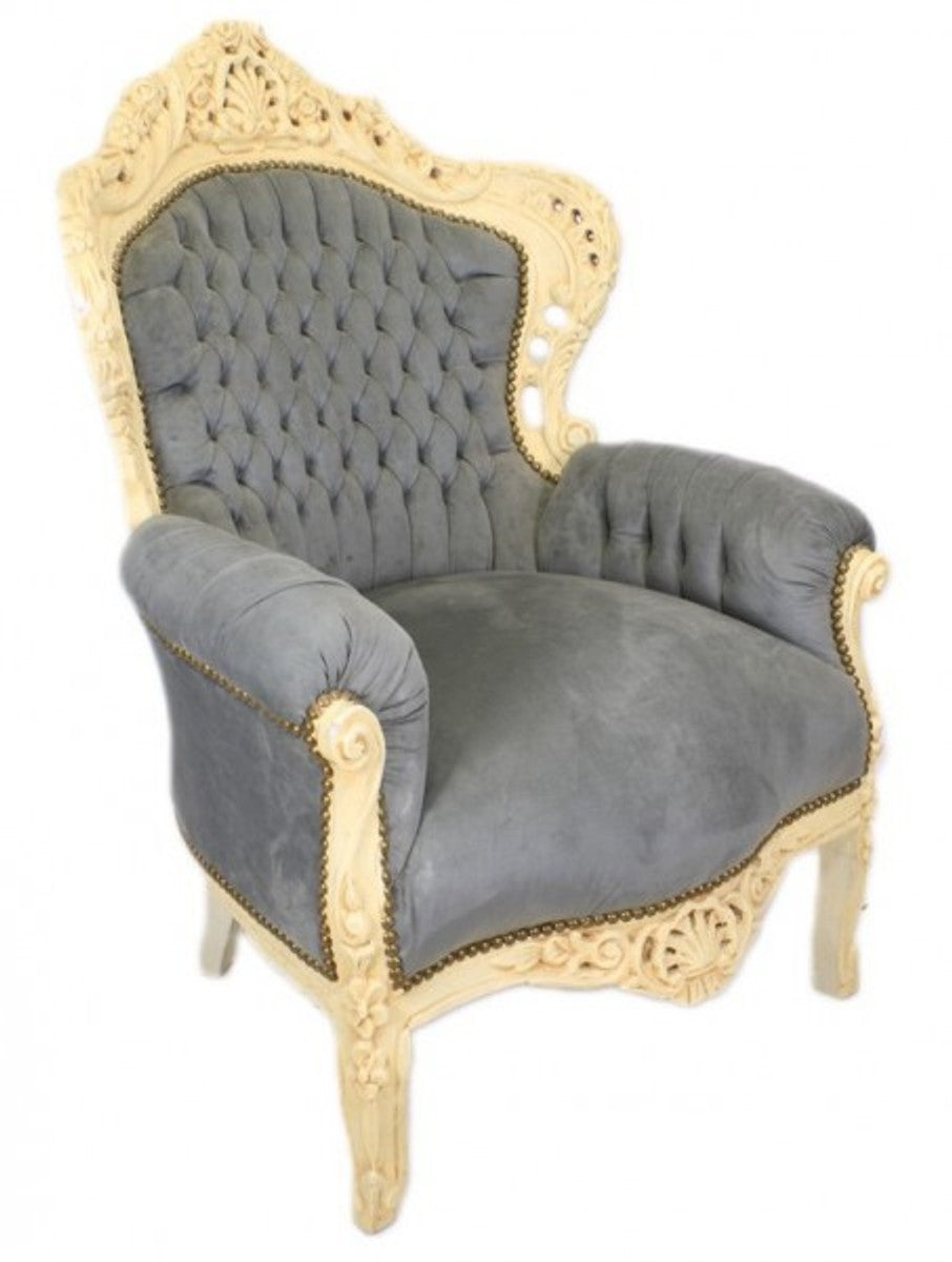 Barock Sessel King Grau / Antikstil Creme - Antikstil Möbel
