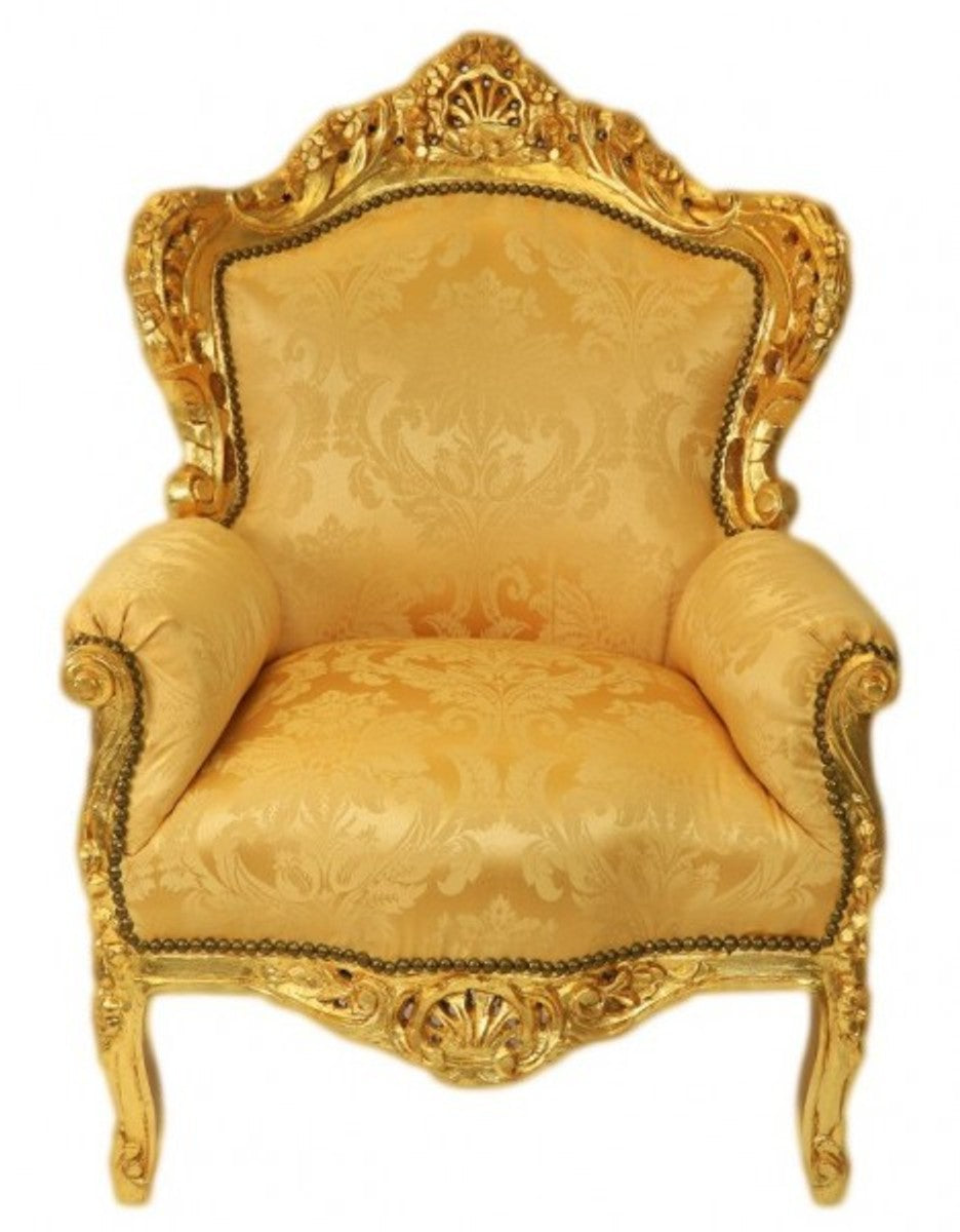 Barock Sessel King Gold Muster / Gold Bouquet - Möbel Antik Stil