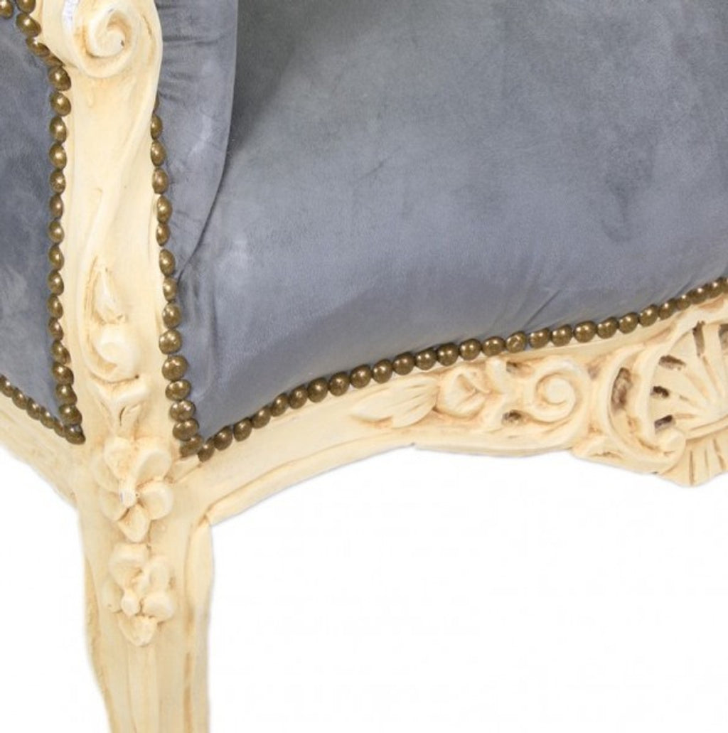 Barock Sessel King Grau / Antik Stil Creme - Möbel