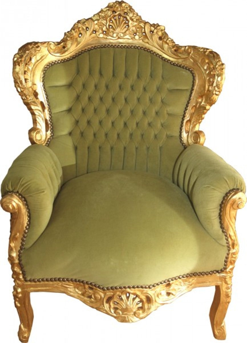 Barock Sessel King Jadegrün / Gold 85 x 85 x H. 120 cm - Barock Möbel